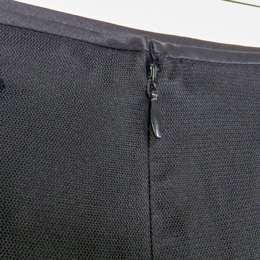 90s Vintage Tahari Black Frayed Tassel Midi Skirt Pencil Skirt with Sequins 29" - Picture 7 of 8